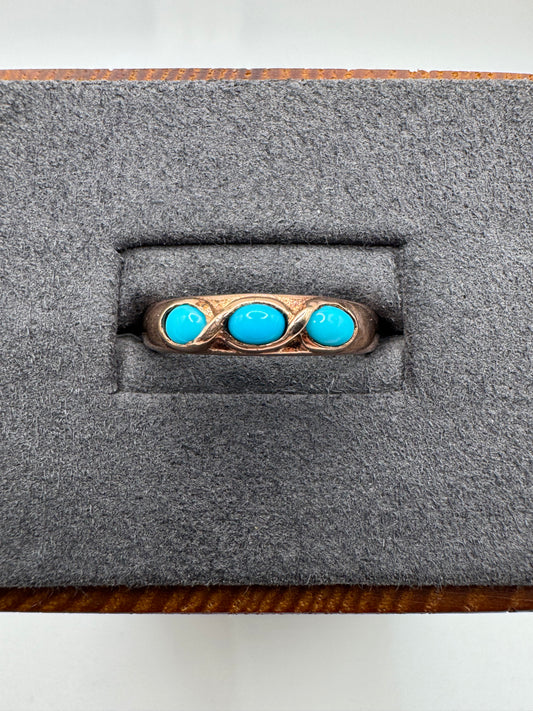 9ct rose gold turquoise ring