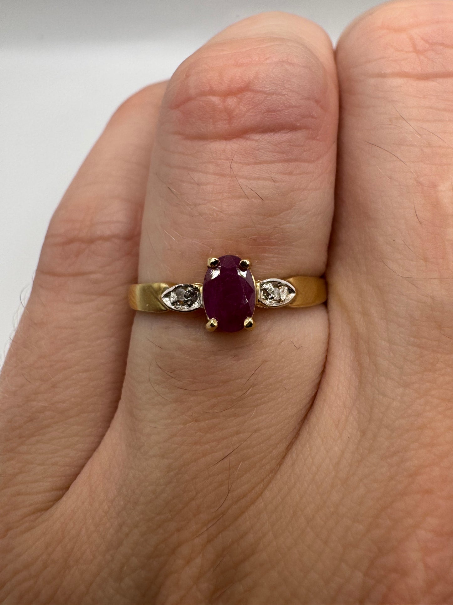 9ct gold ruby and diamond ring