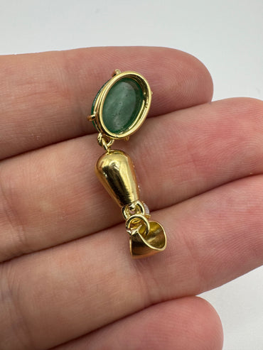 18ct gold cabochon emerald and diamond pendant