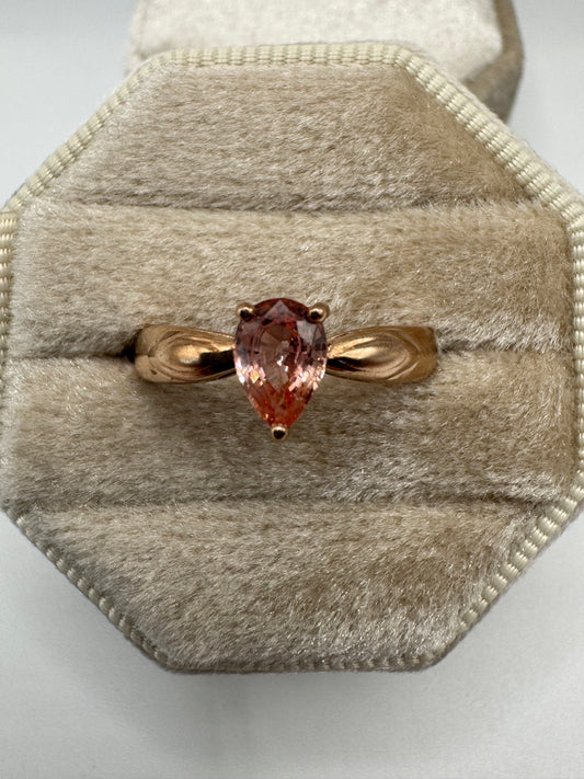 9ct rose gold padparascha sapphire ring