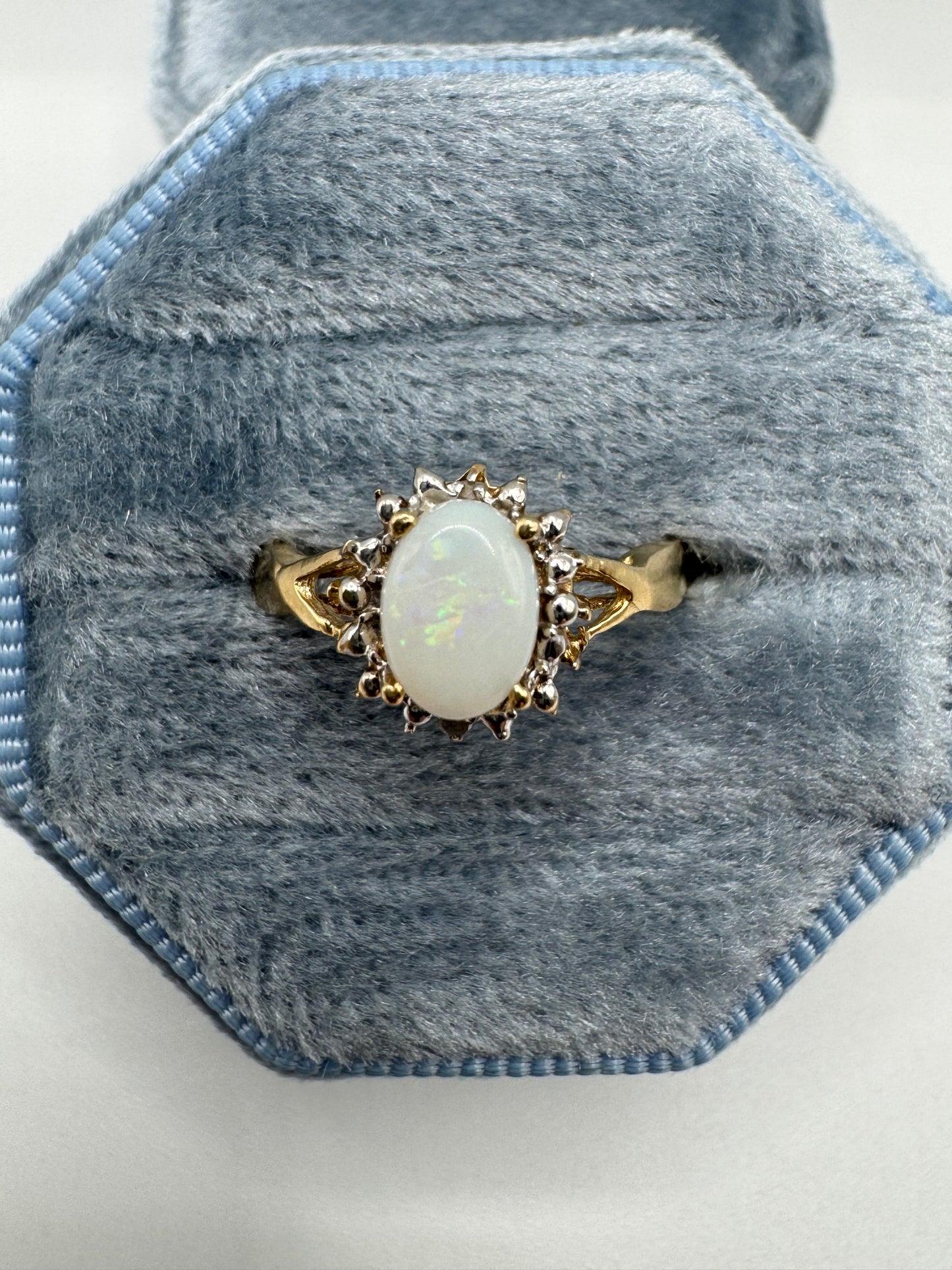 9ct gold opal and diamond ring
