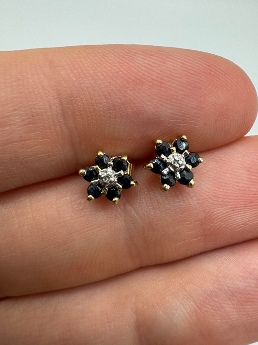 9ct gold sapphire and diamond earrings