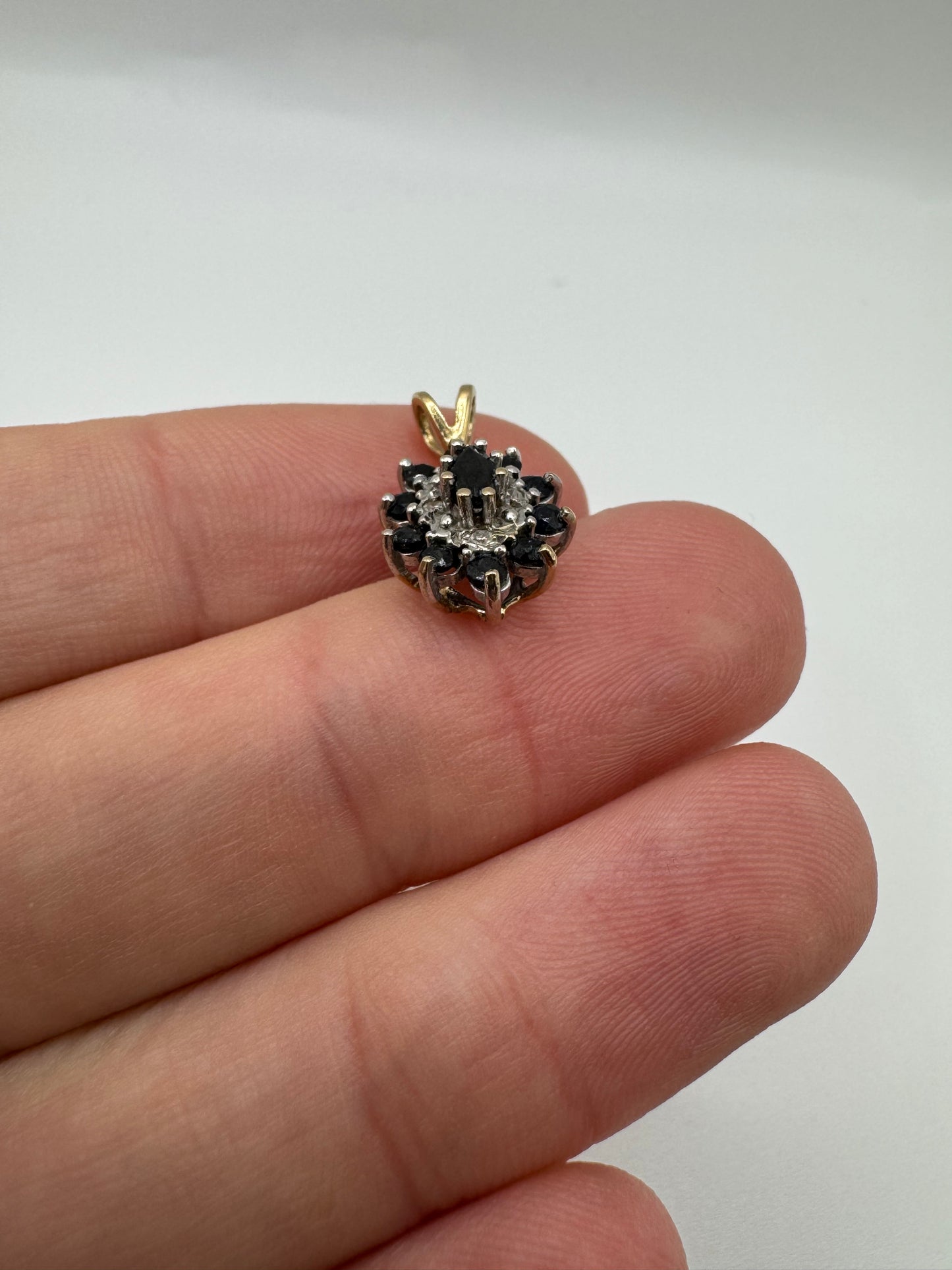 9ct gold sapphire and diamond pendant