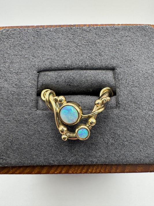 9ct gold opal wishbone ring