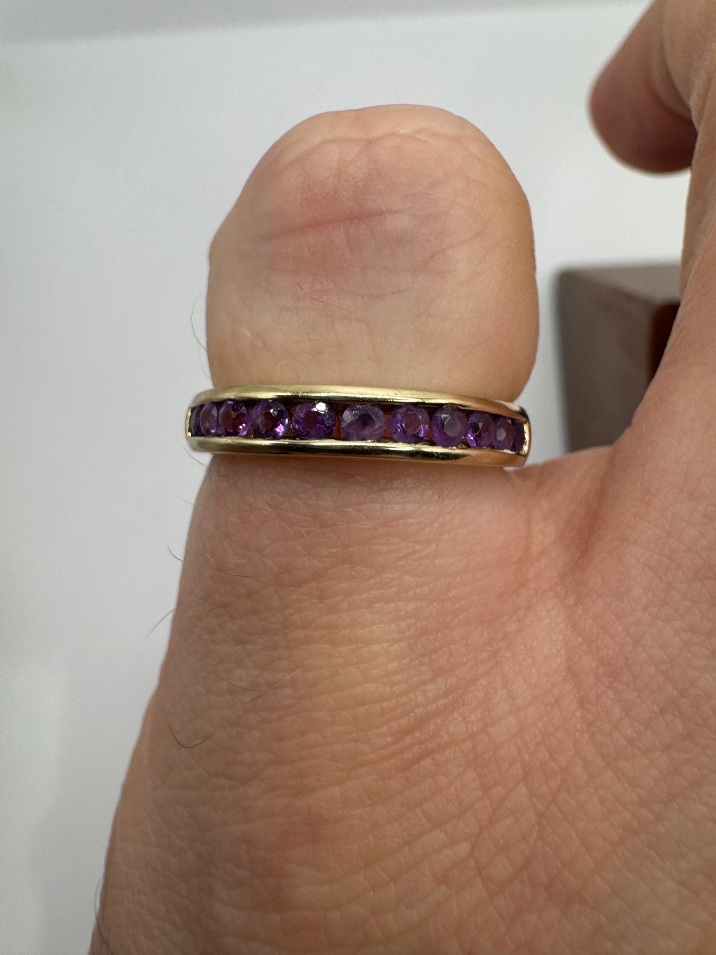 9ct gold amethyst half eternity ring
