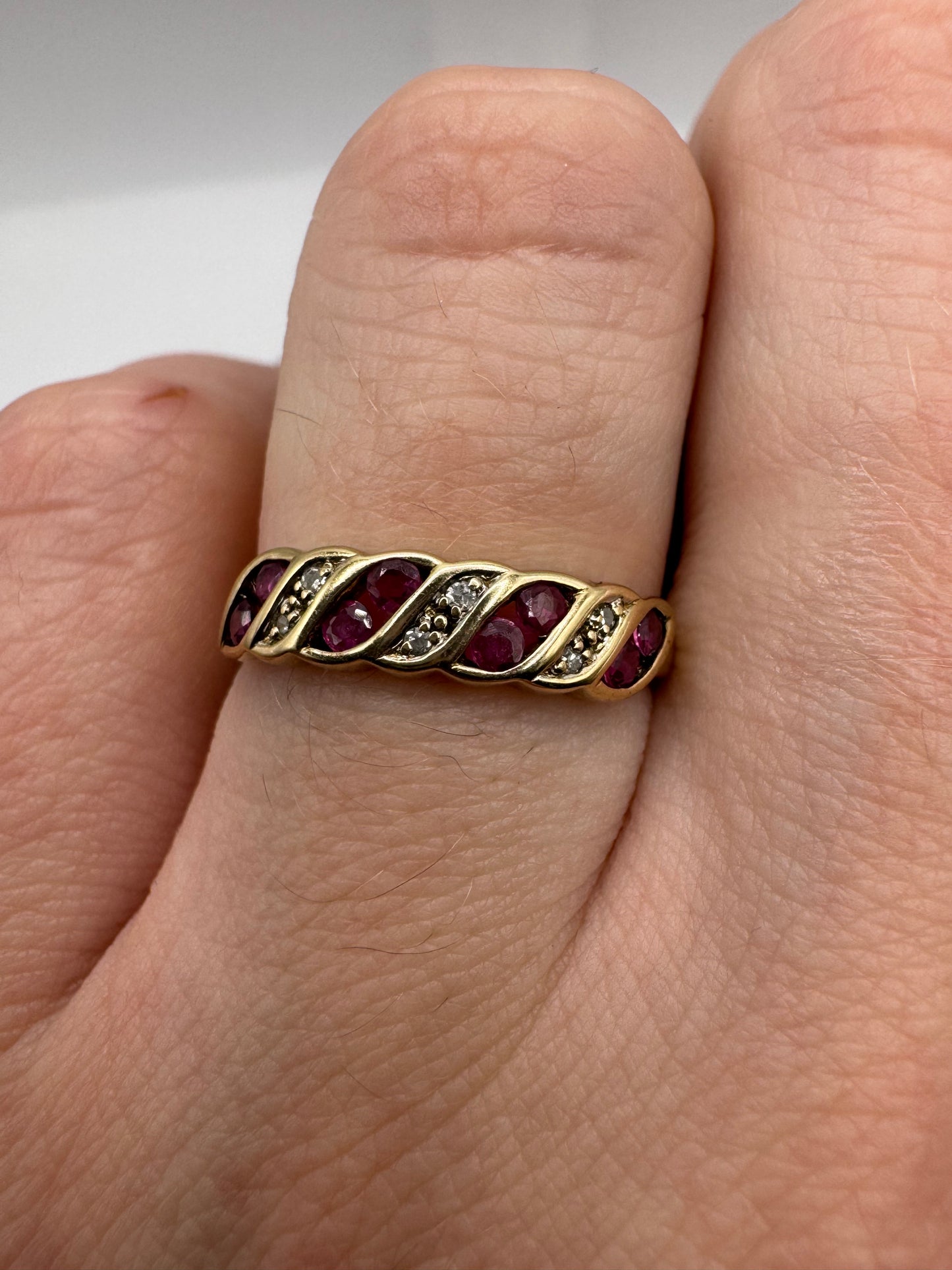9ct gold ruby and diamond ring