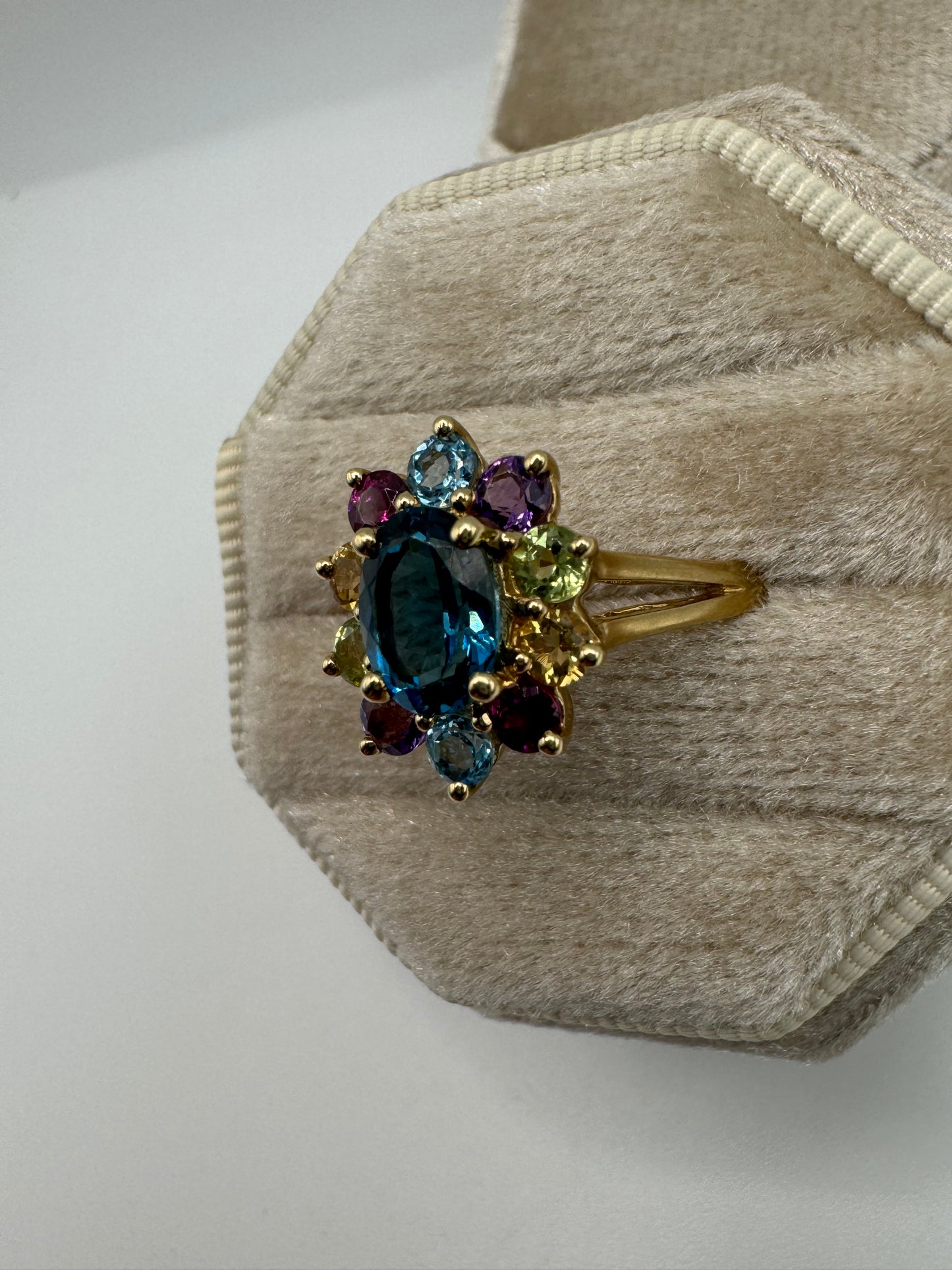 9ct gold multi-gem cluster ring