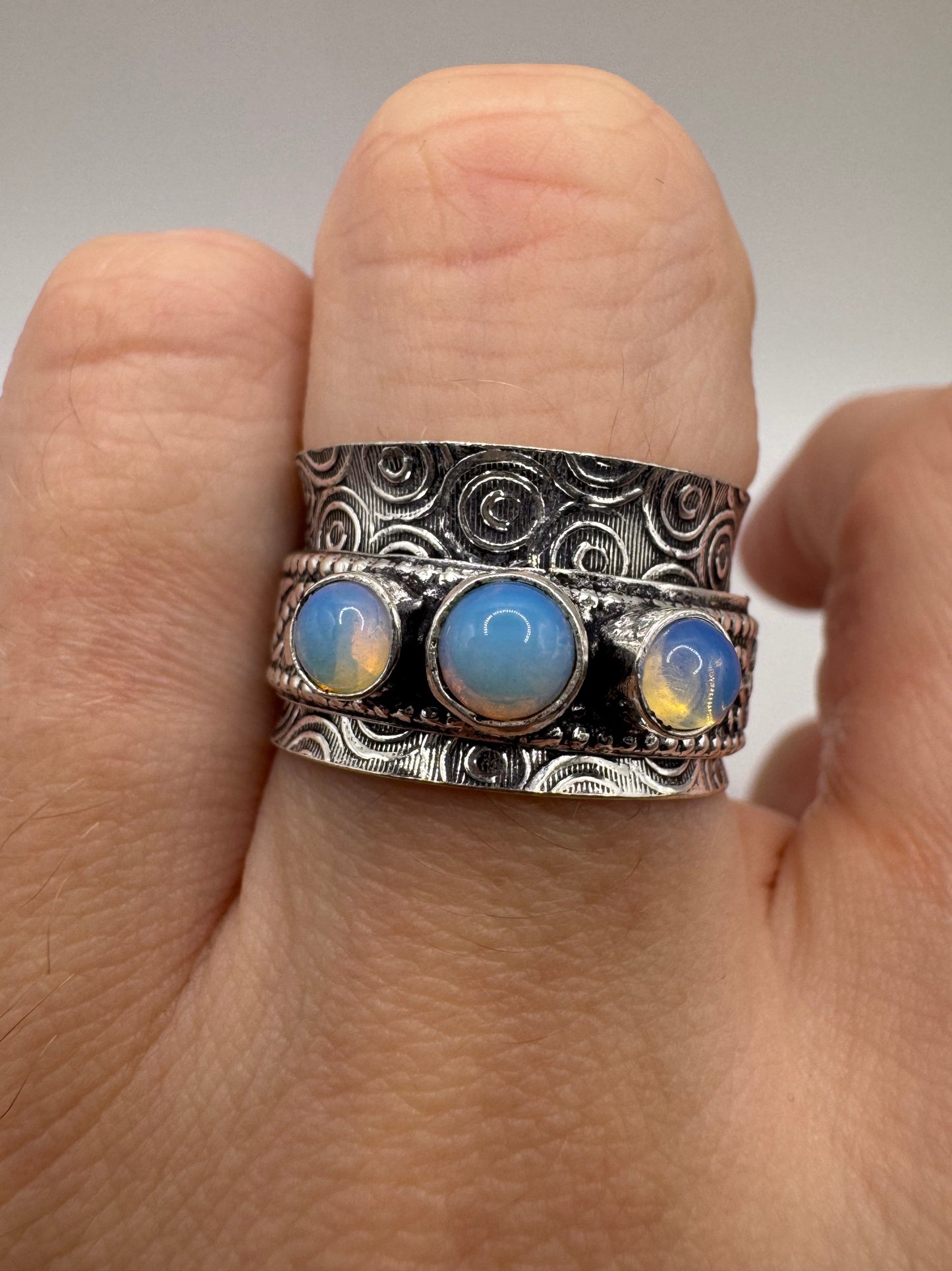 Silver opal ring