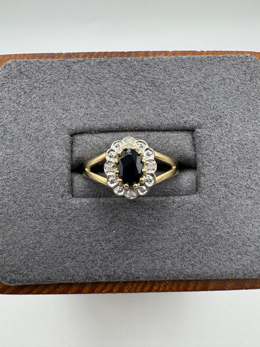 9ct gold sapphire and diamond ring