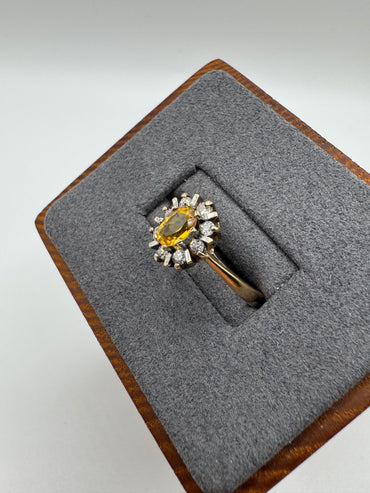 9ct gold citrine and cz ring