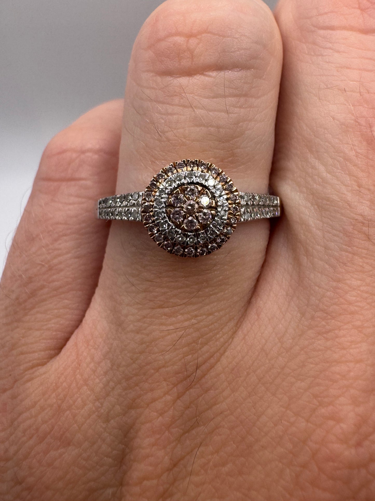 9ct two-tone gold diamond cluster ring
