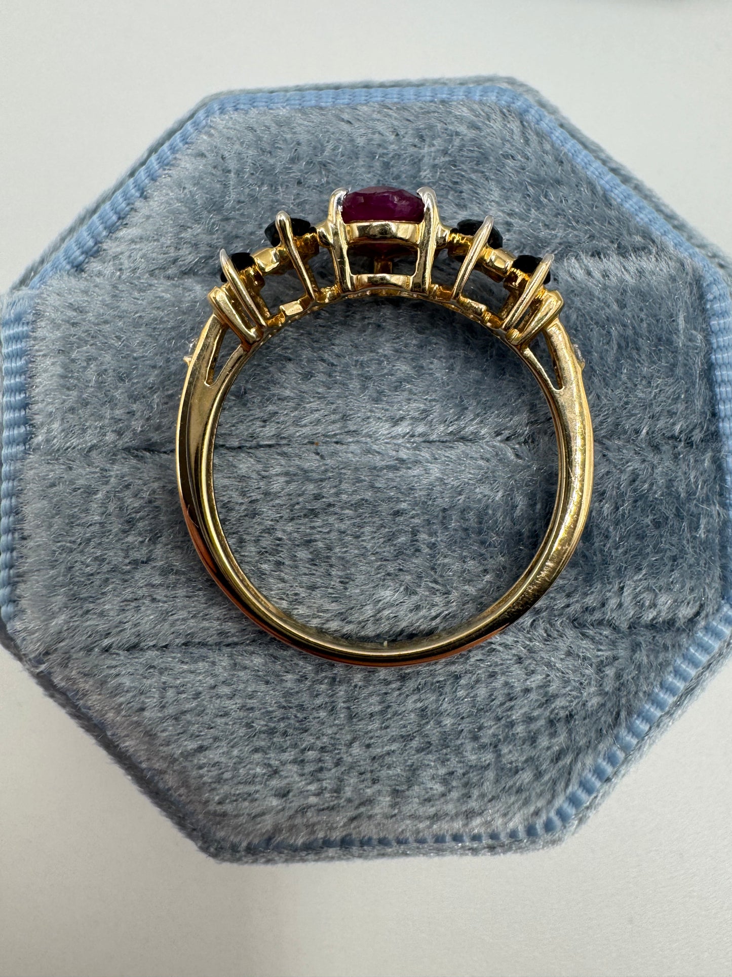 9ct gold ruby and sapphire ring