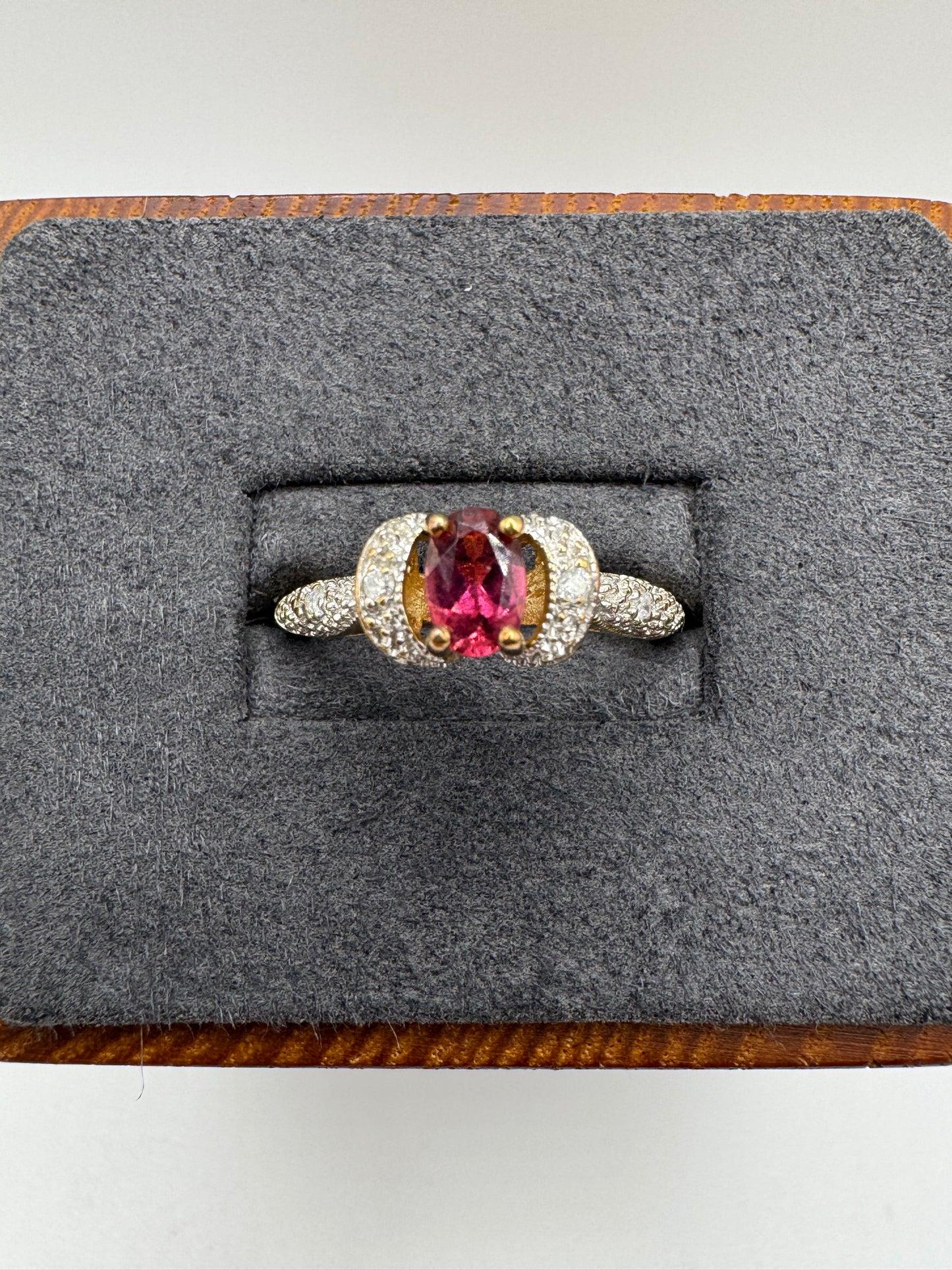 9ct gold tourmaline and diamond ring