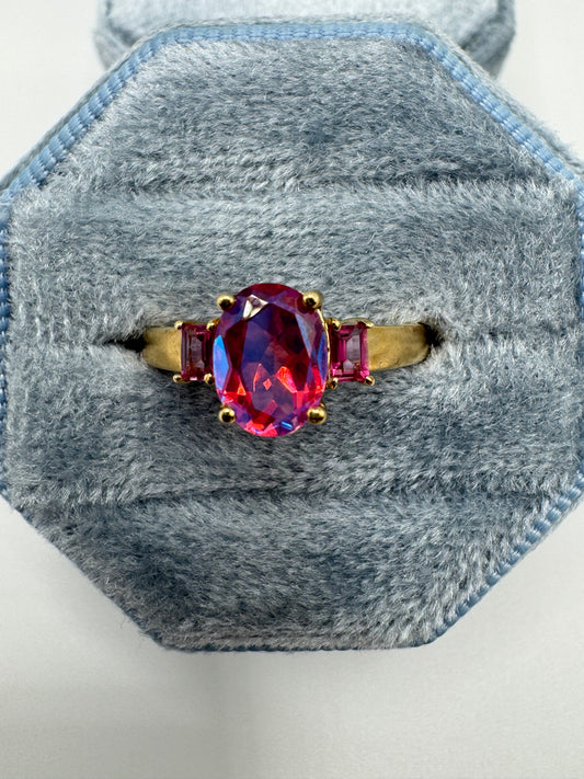 9ct gold mystic topaz ring