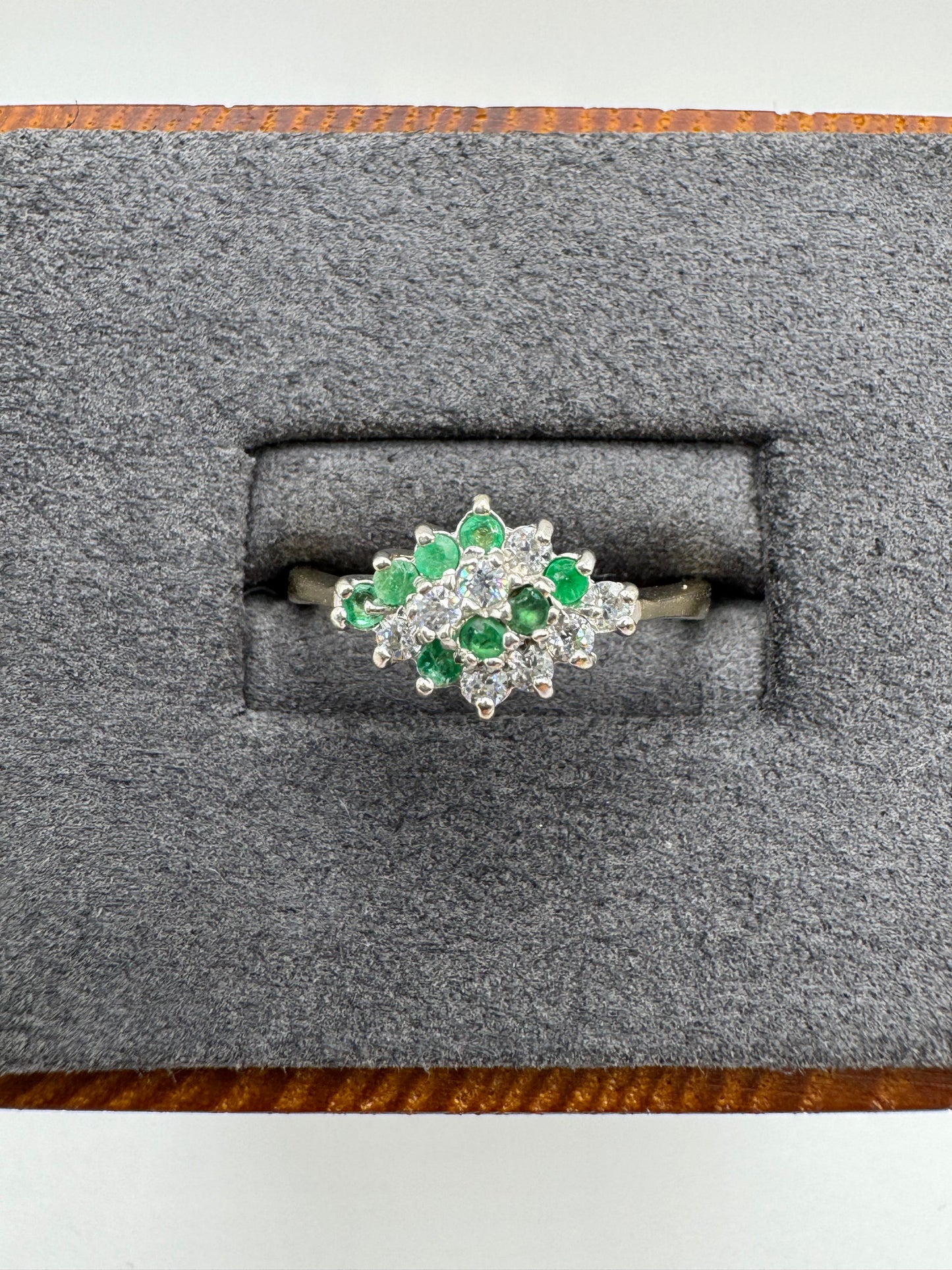 9ct gold emerald and zircon ring