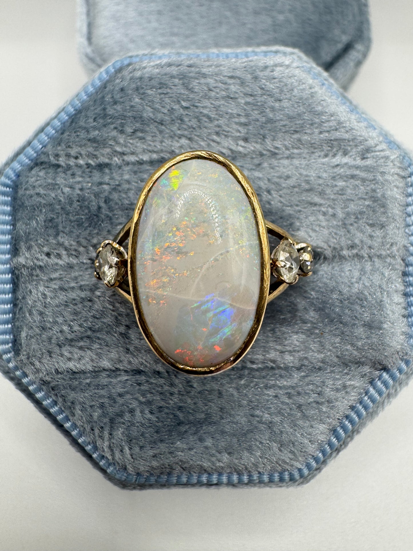 9ct gold opal and diamond ring