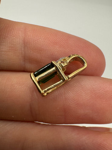 9ct gold tourmaline and diamond pendant (inc red diamonds)