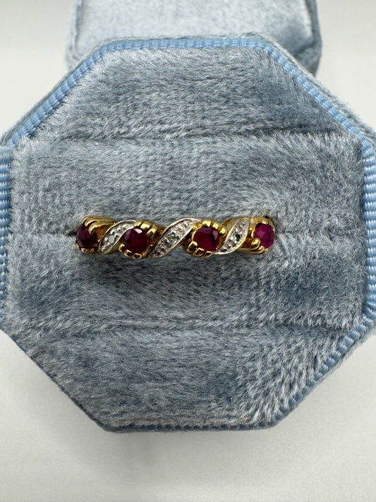 9ct gold ruby and diamond ring
