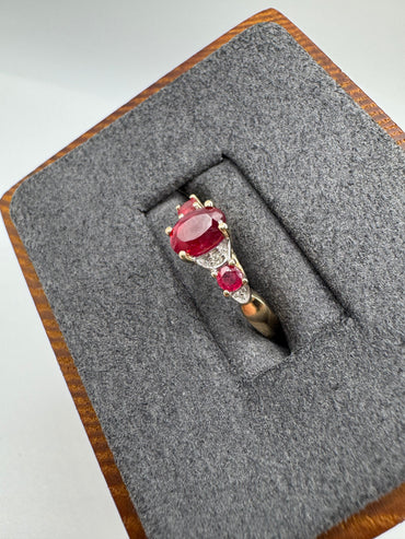 9ct gold ruby and diamond ring