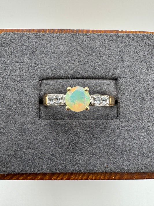 9ct gold opal and zircon ring