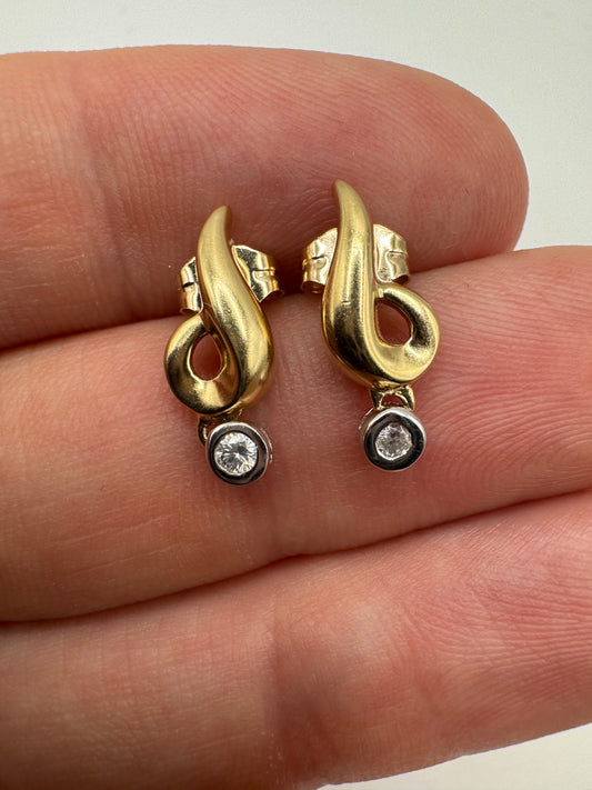 9ct gold diamond earrings