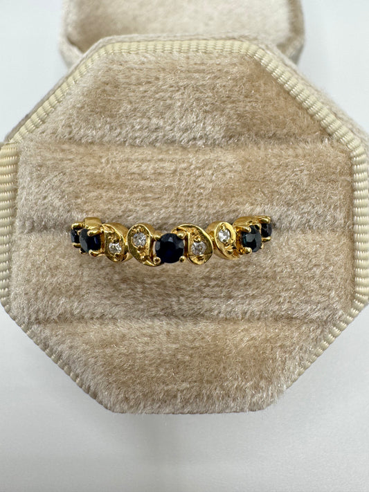 9ct gold sapphire and diamond half eternity ring