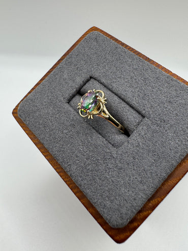 9ct gold mystic topaz ring