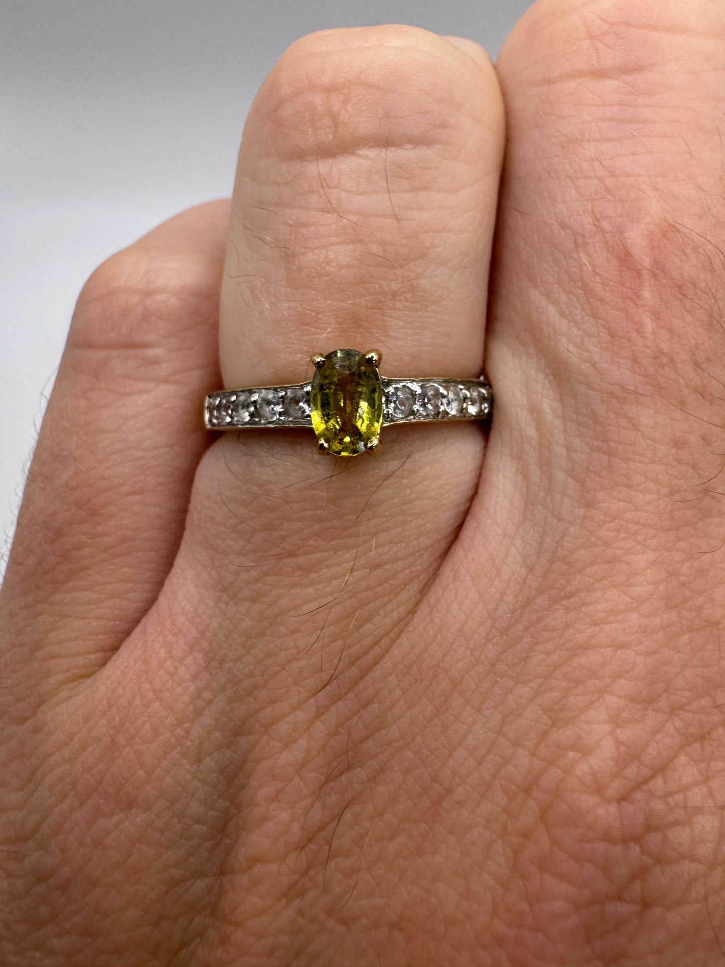 9ct gold sphene and zircon ring