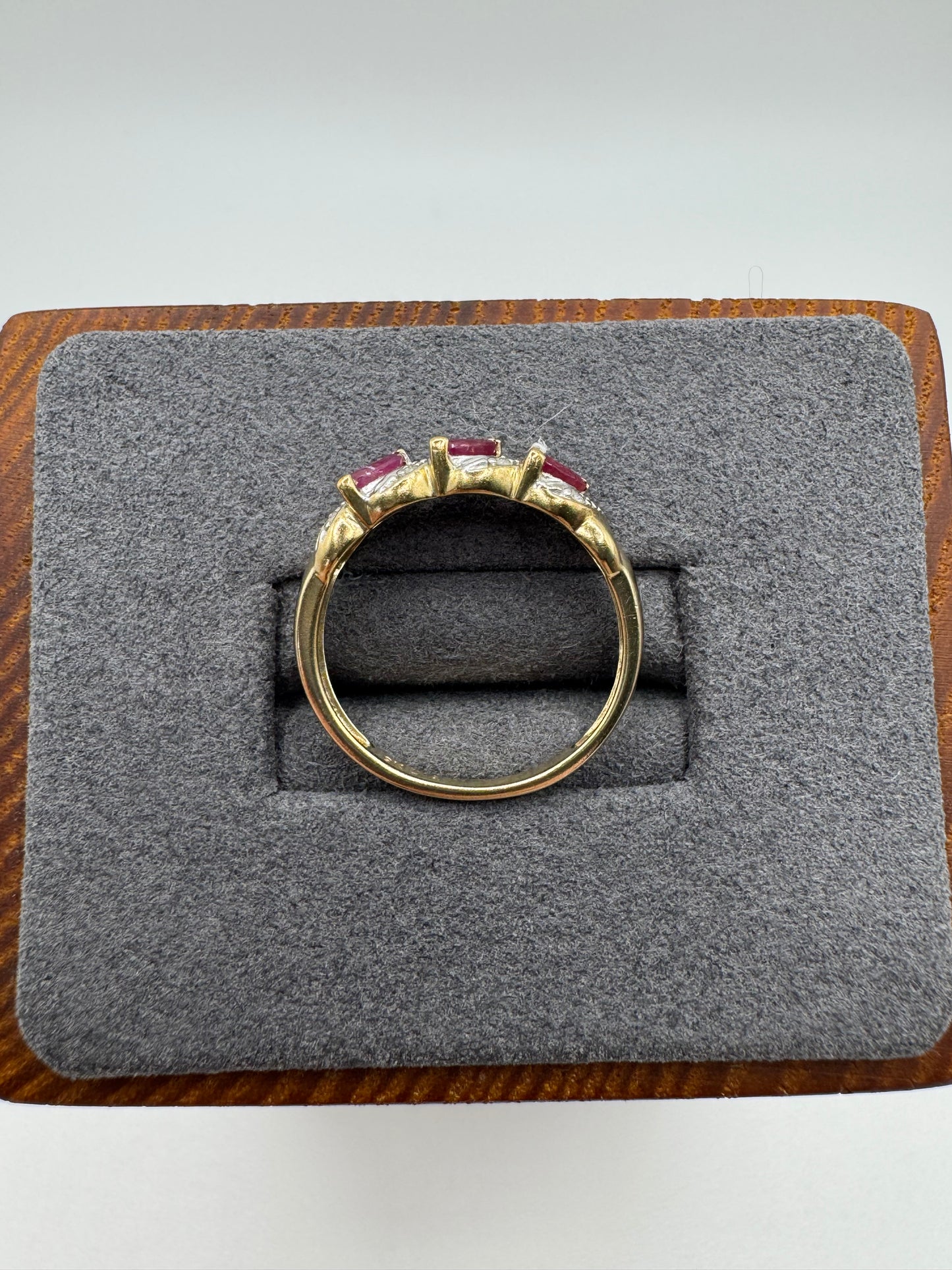 9ct gold ruby and diamond ring
