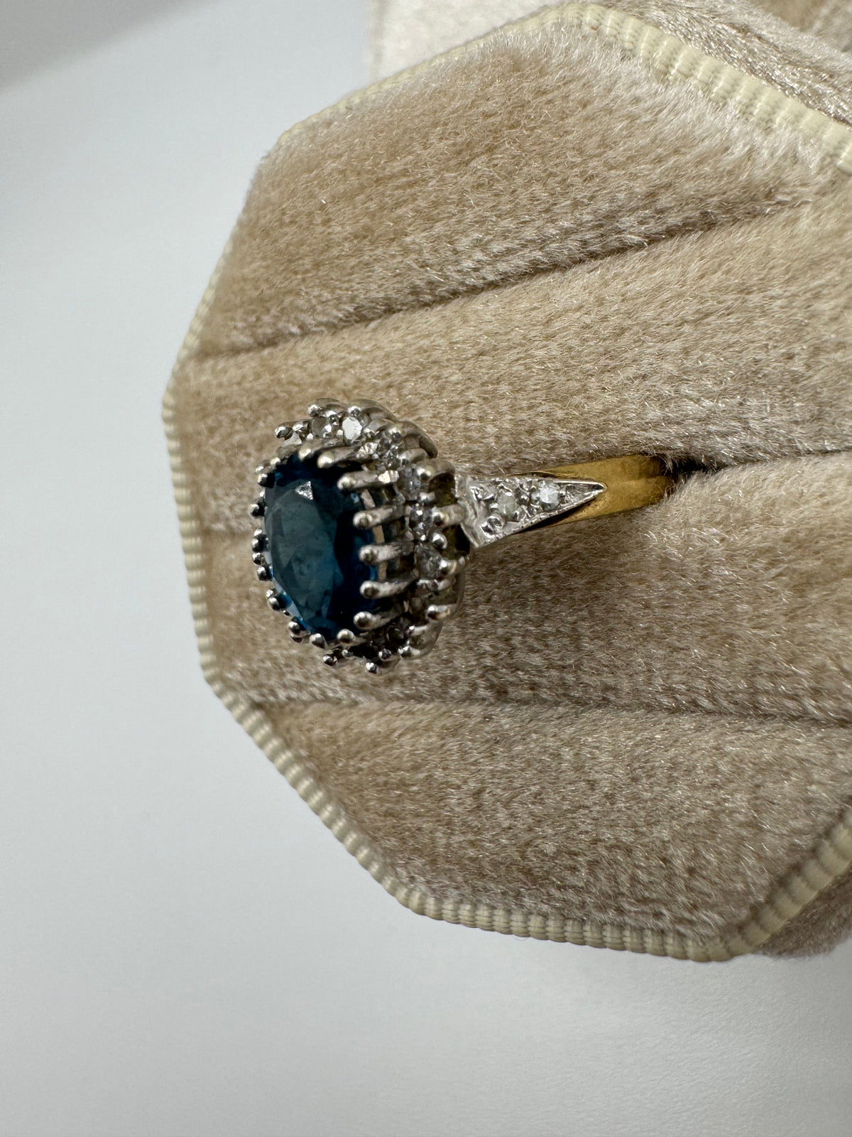 9ct gold topaz and diamond cluster ring