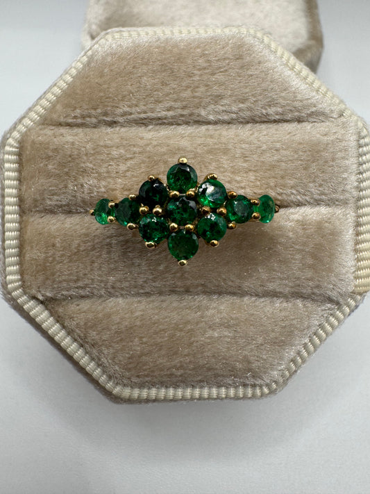 9ct gold emerald cluster ring