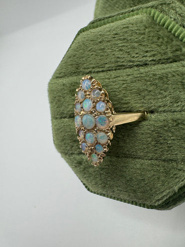 9ct gold opal navette ring