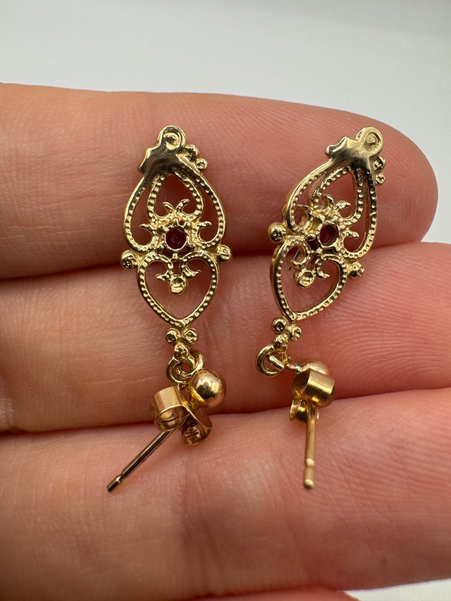 9ct gold ruby earrings