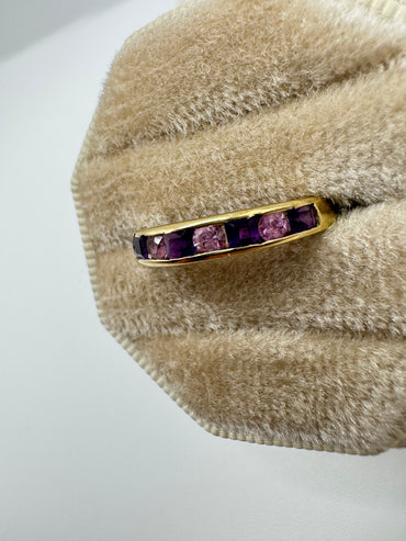 9ct gold amethyst and pink topaz ring