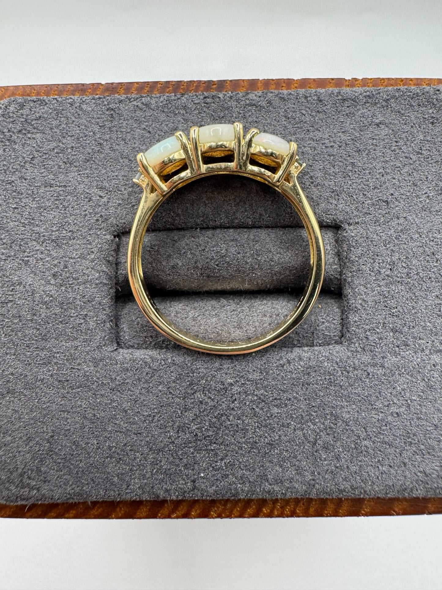 9ct gold opal and blue zircon ring