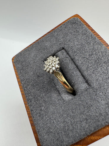 9ct gold 20 point diamond cluster ring