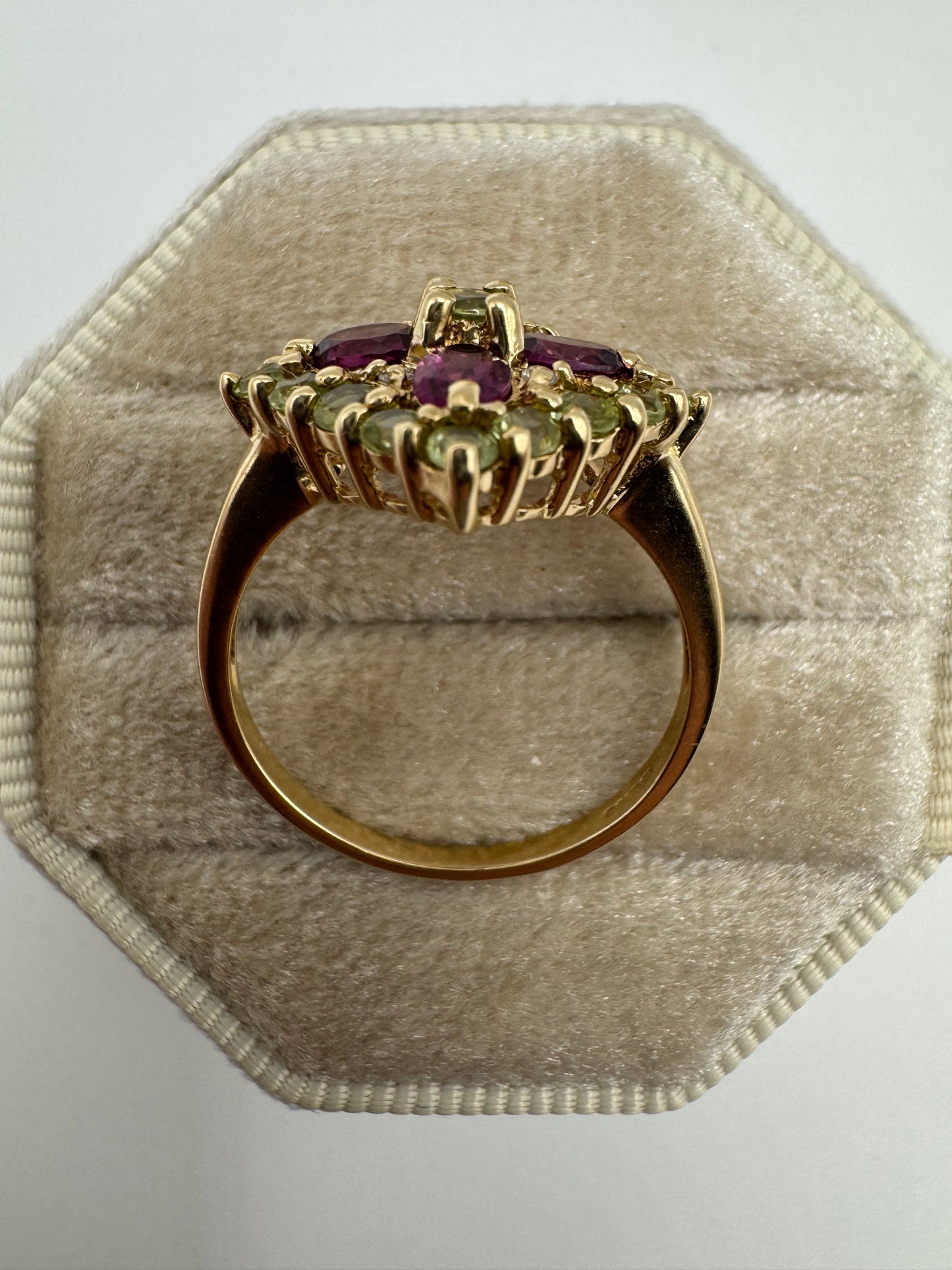 9ct gold tourmaline cluster ring