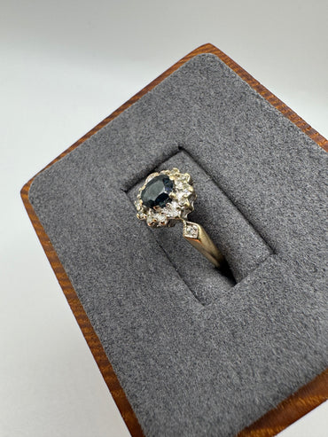 9ct gold sapphire and diamond ring