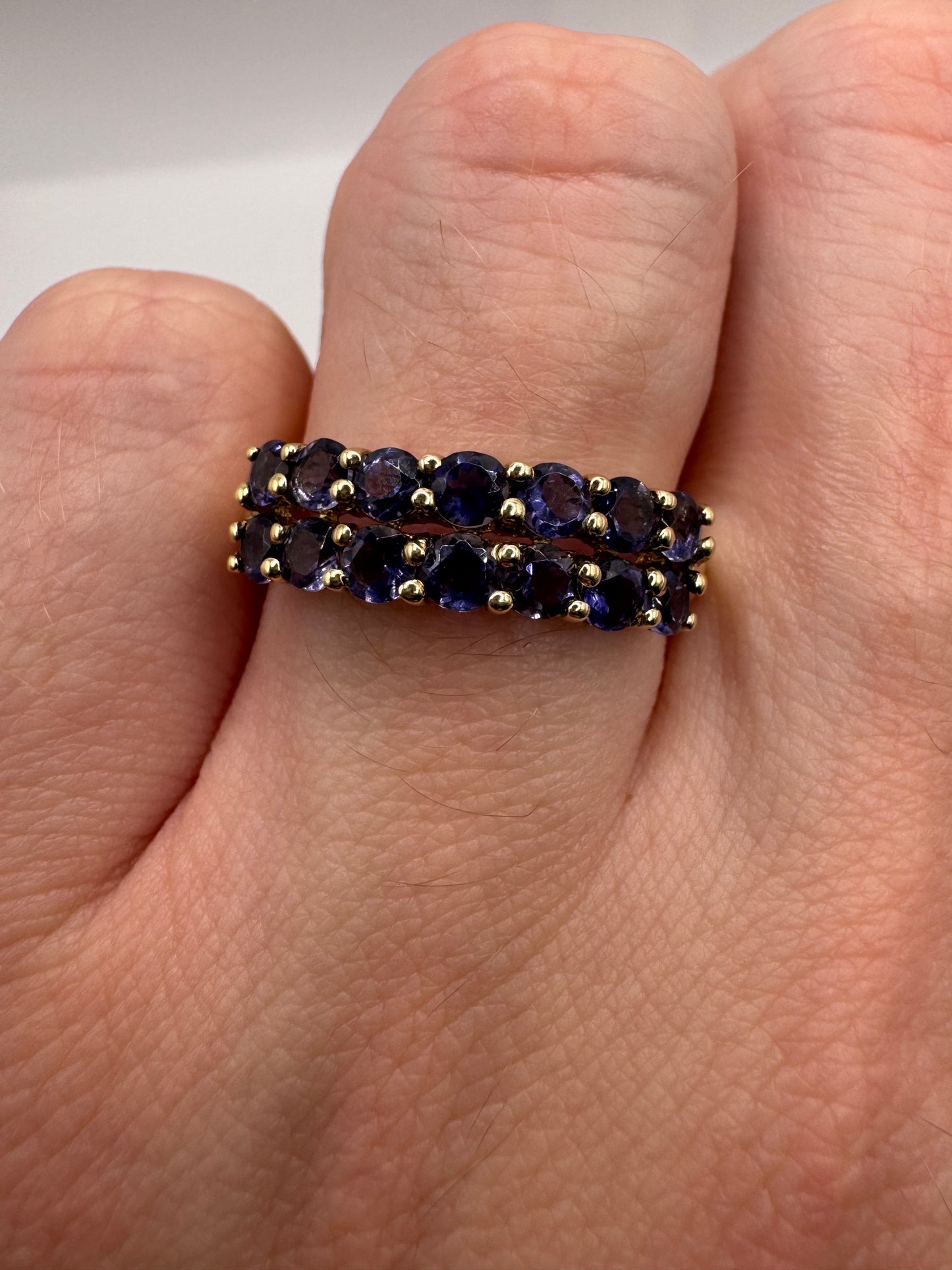 9ct gold iolite cluster ring