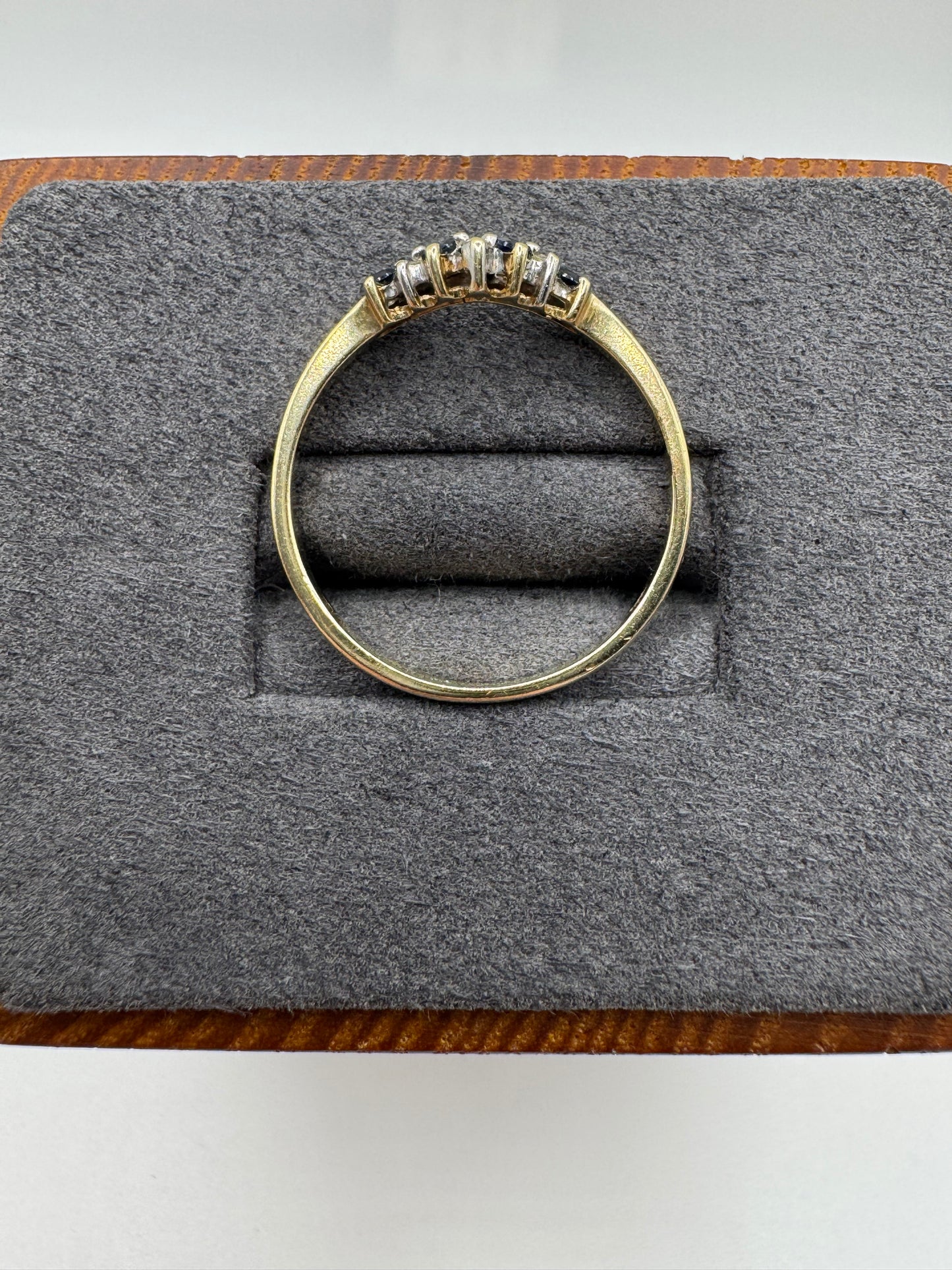 9ct gold sapphire and diamond wishbone ring