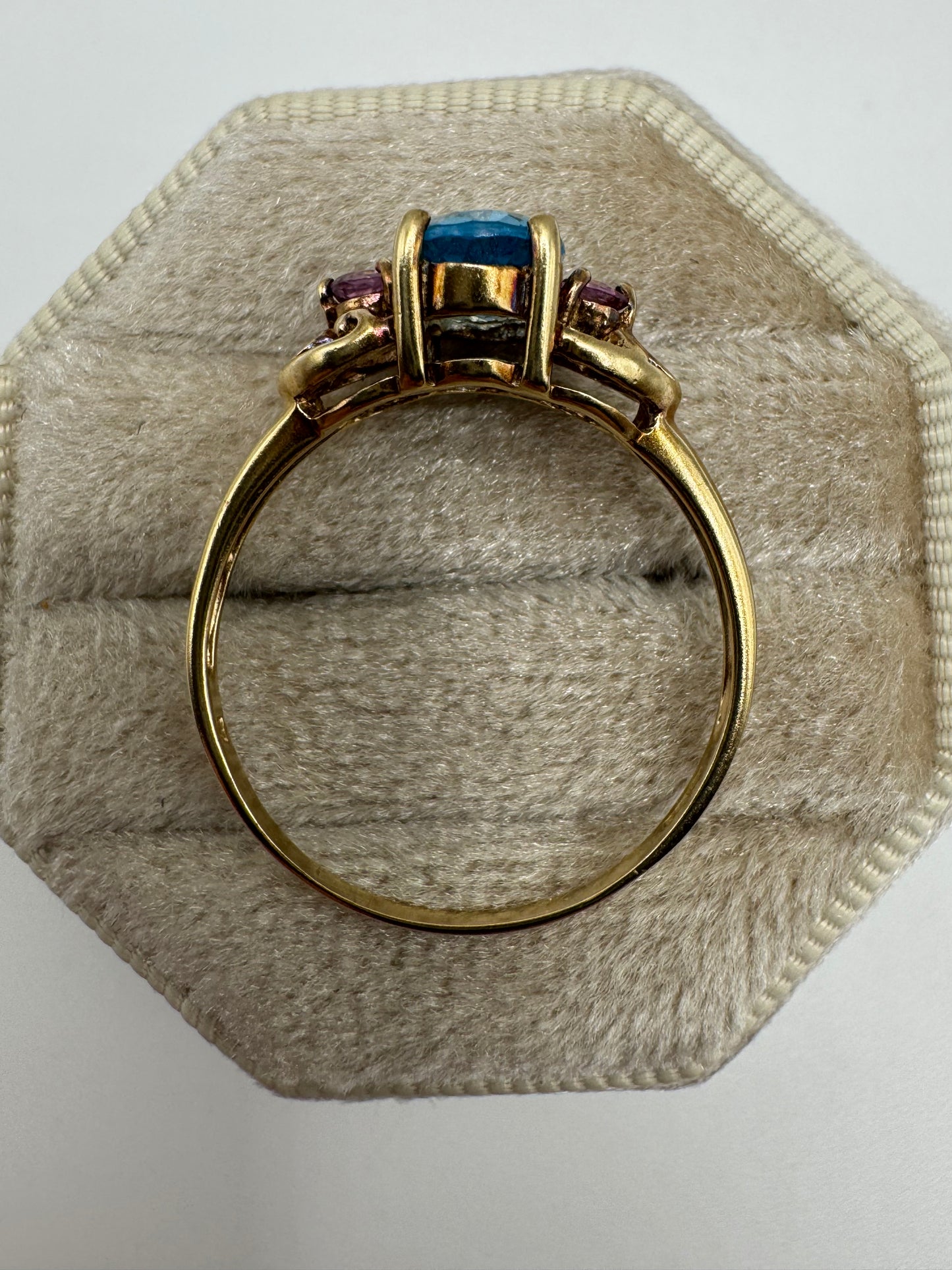 9ct gold topaz and pink sapphire ring