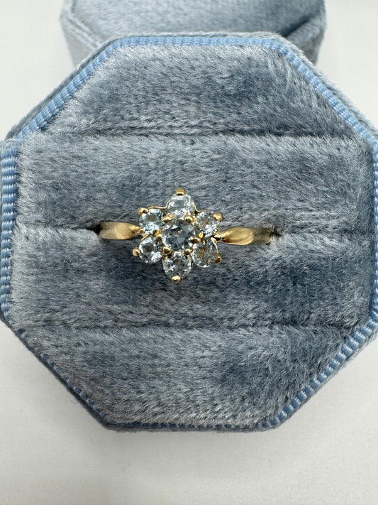 9ct gold blue topaz cluster ring
