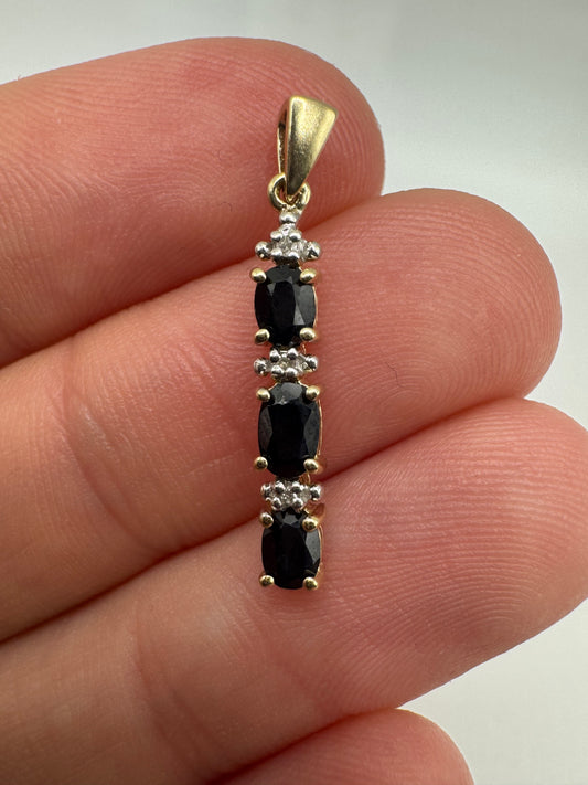 9ct gold sapphire and diamond pendant