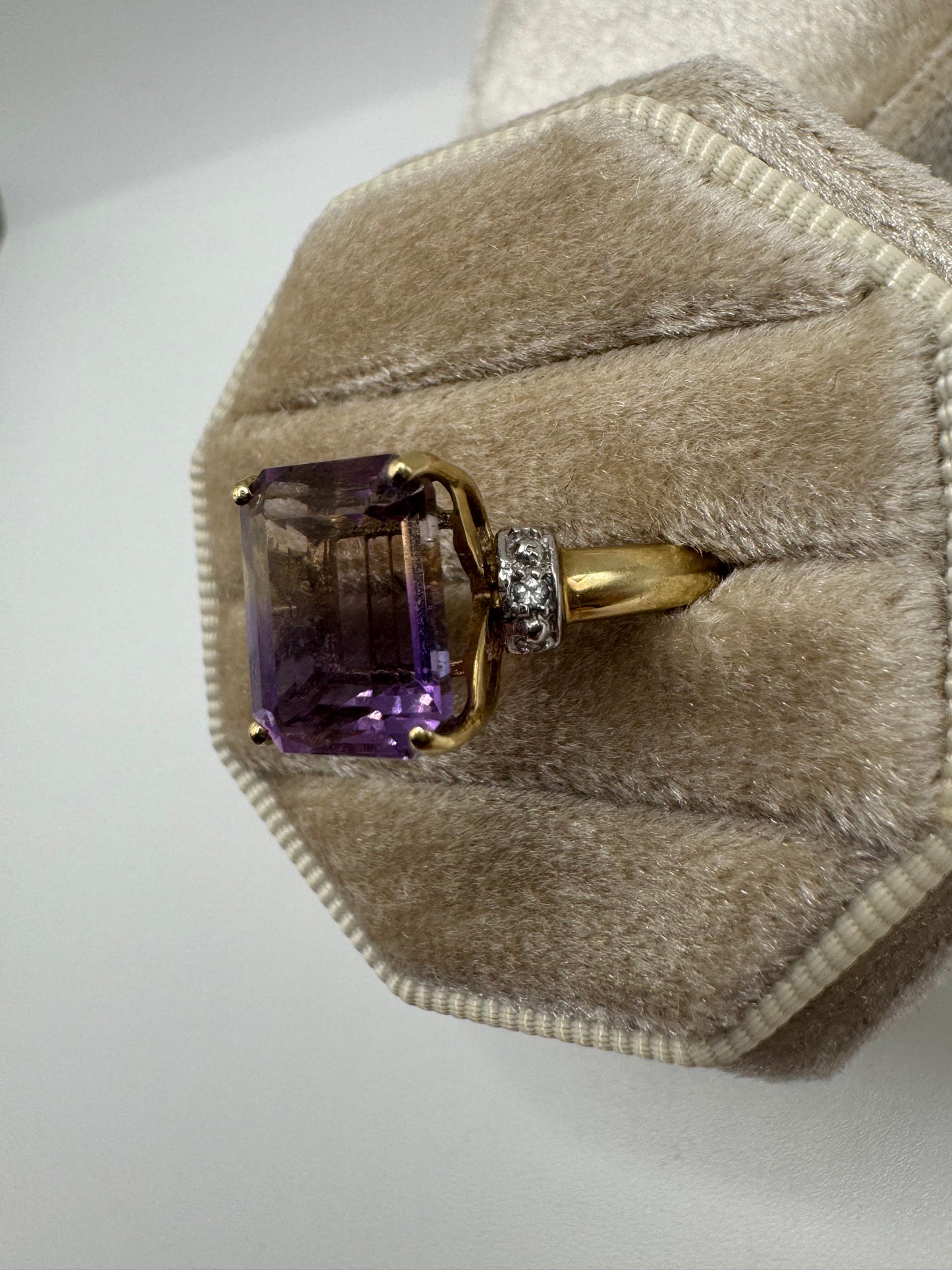 9ct gold ametrine and zircon ring