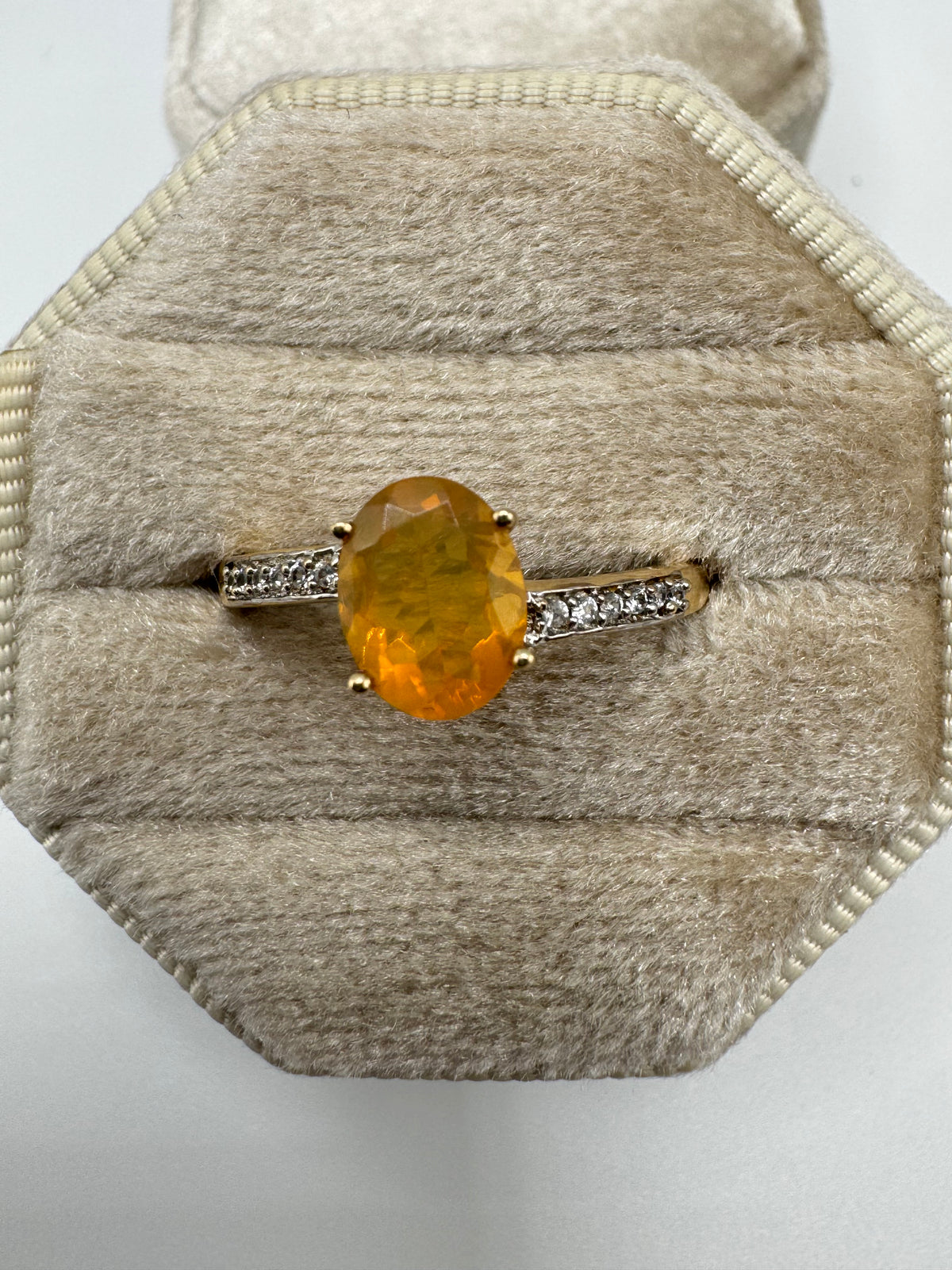 9ct gold opal and zircon ring