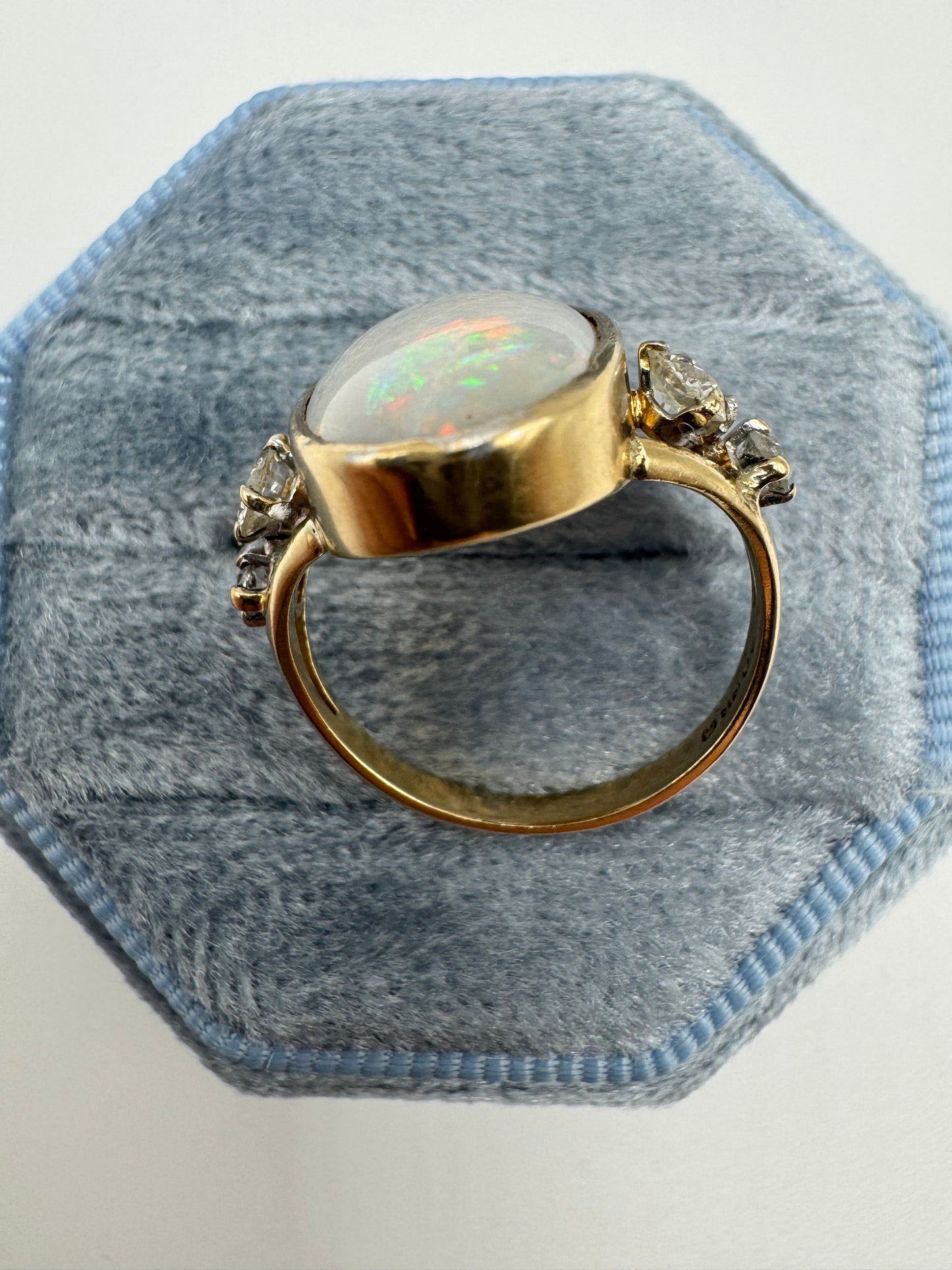 9ct gold opal and diamond ring