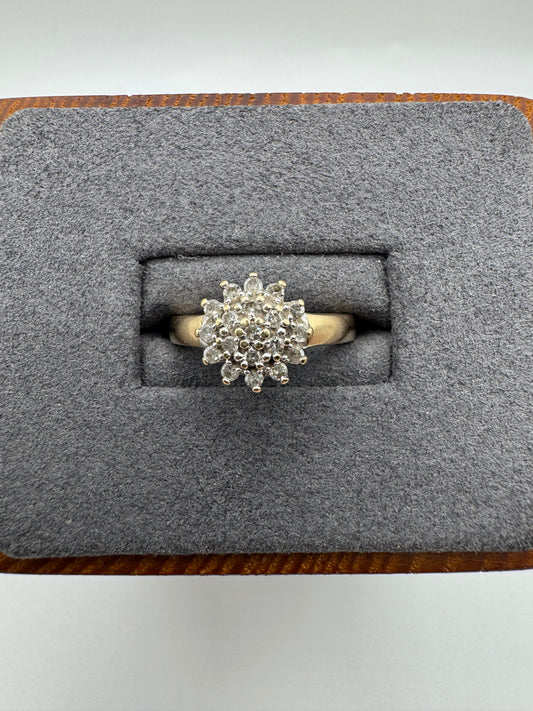 9ct gold diamond cluster ring