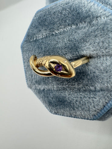 9ct gold amethyst snake ring