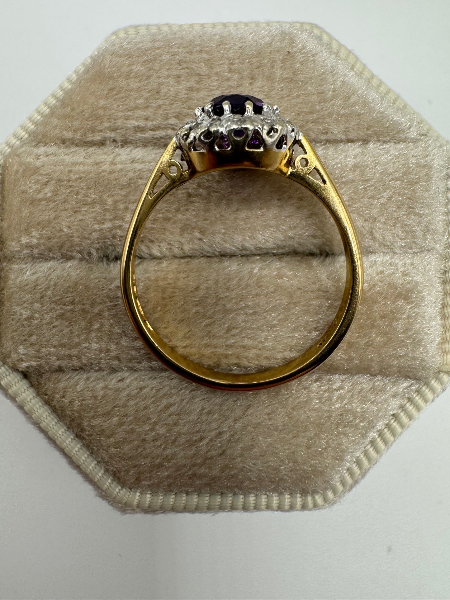 9ct gold amethyst and diamond ring