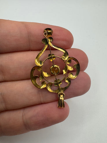 Antique 9ct gold peridot pendant